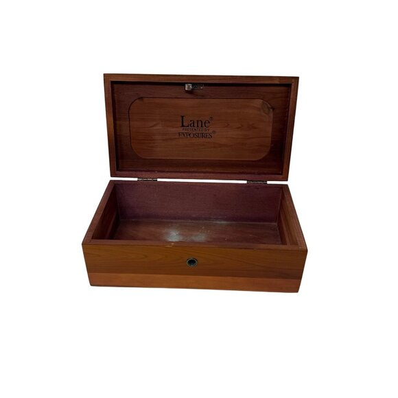 Vtg Lane Cedar Keepsake Box Exposures Jewelry Trinket Storage Rustic Wood Decor - Picture 5 of 9